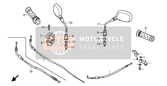 Honda ANF125 2008 KABEL & SPIEGEL für ein 2008 Honda ANF125